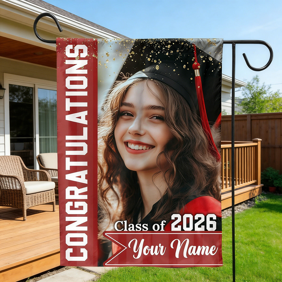Congrats Photo Graduation Flags - Personalized Graduation Garden Flag - Graduation Class Of 2026
