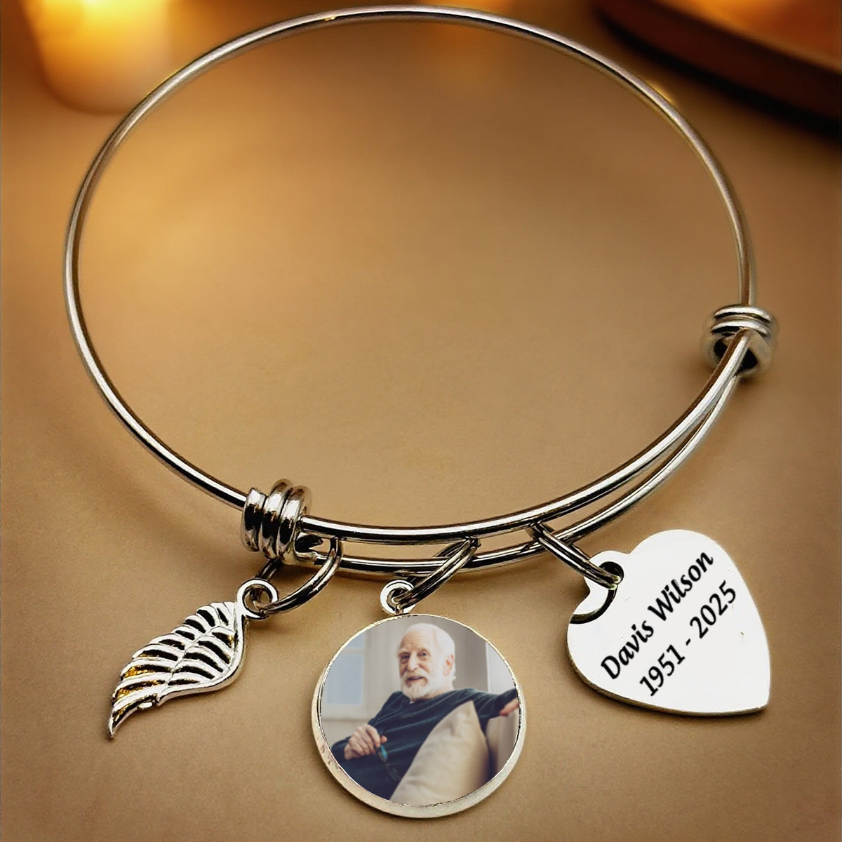 In Loving Memory Personalized Heart Charm Memorial Bracelet