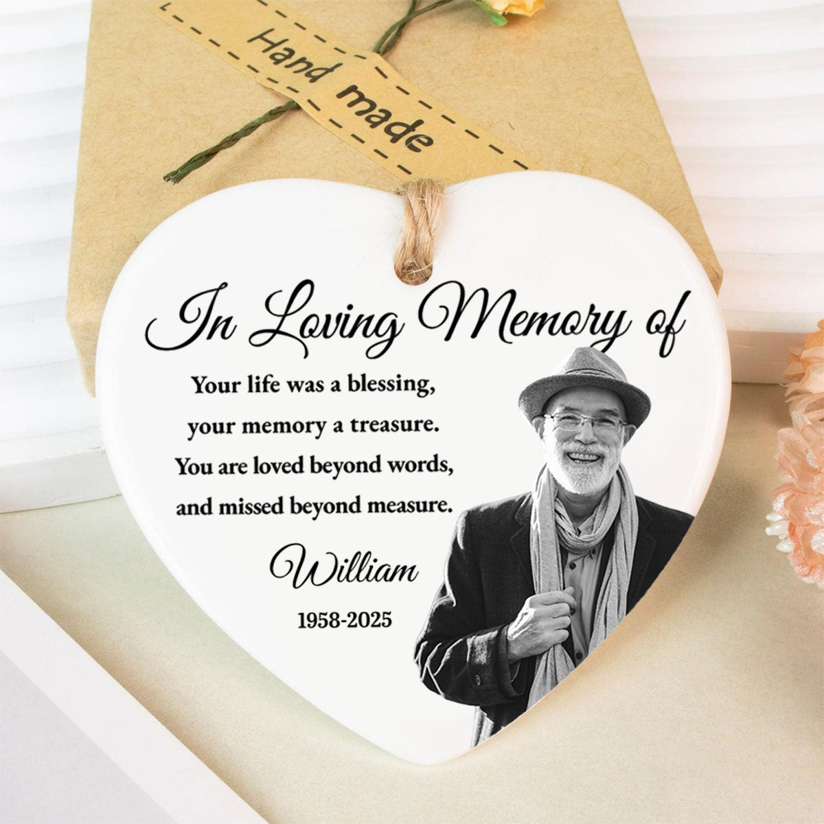 In Loving Memory Of Your Life Was A Blessing, Personalized Ceramic Ornament, Gift For Bereaved Family
