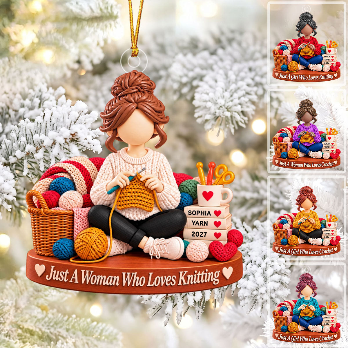 Just A Girl Who Loves Crochet - Personalized Christmas Ornament,Yarn Lover Christmas Gift