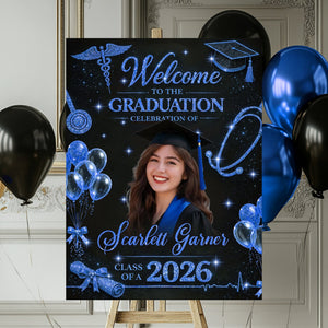 Glitter Nurse RN Personalized Graduation Welcome Sign - Custom Photo Welcome Sign - Graduation Gifts