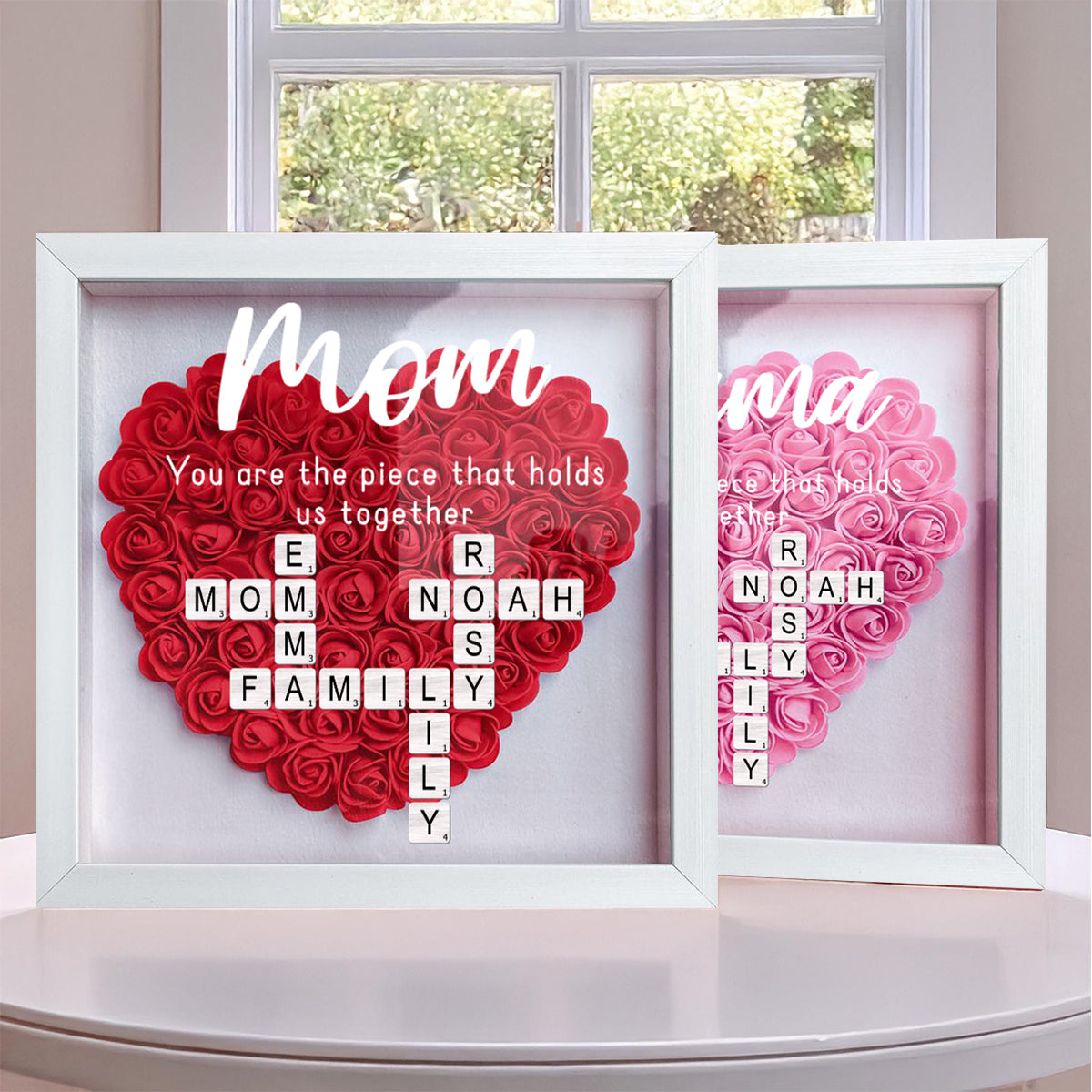 You Are The Piece That Holds Us Together - Personalized Flower Shadow Box With LED Light