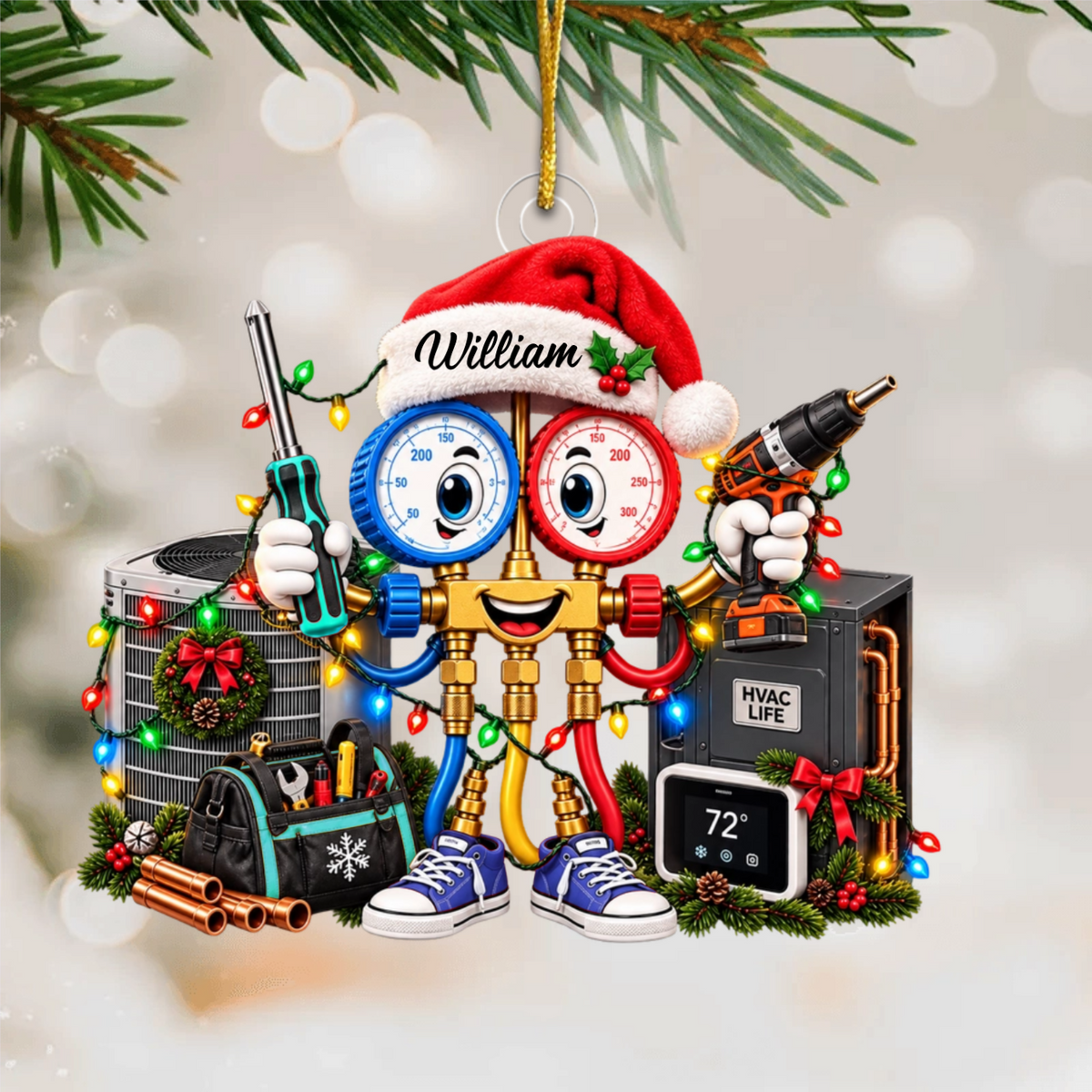 Personalized HVAC Technician Christmas Ornament – Custom Name Gift For Heating & Cooling Pros