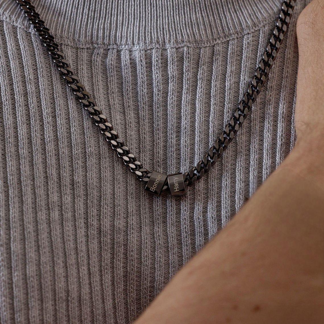 Peronslized Custom Name Bead Chain Men Necklace