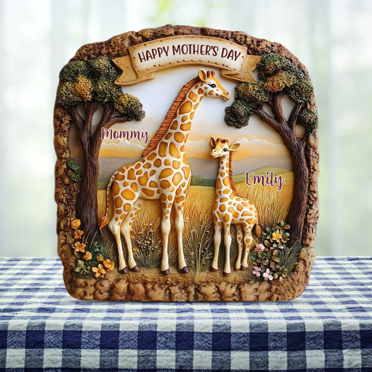Giraffe Mom - Personalized Acrylic Plaque For Mother's Day Gift