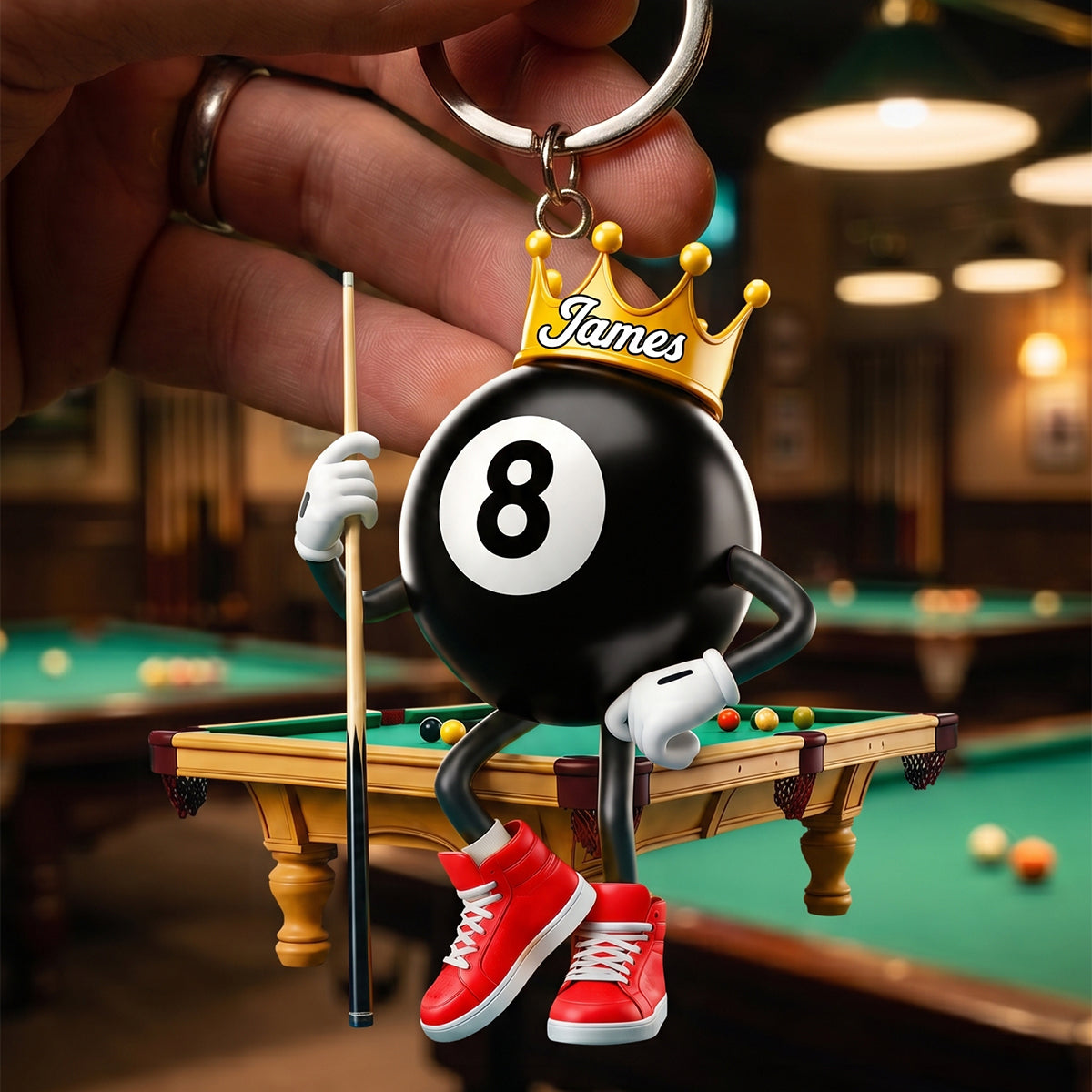 Personalized Billiards Acrylic Keychain – Custom Name Gift For Pool Players