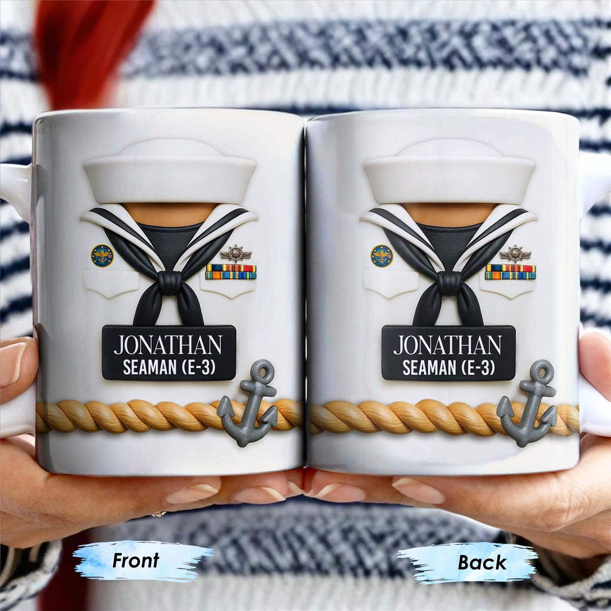 Celebrate Our Navy Heroes With Custom Navy Uniform And Anchor Design, Personalized Custom Coffee Mug