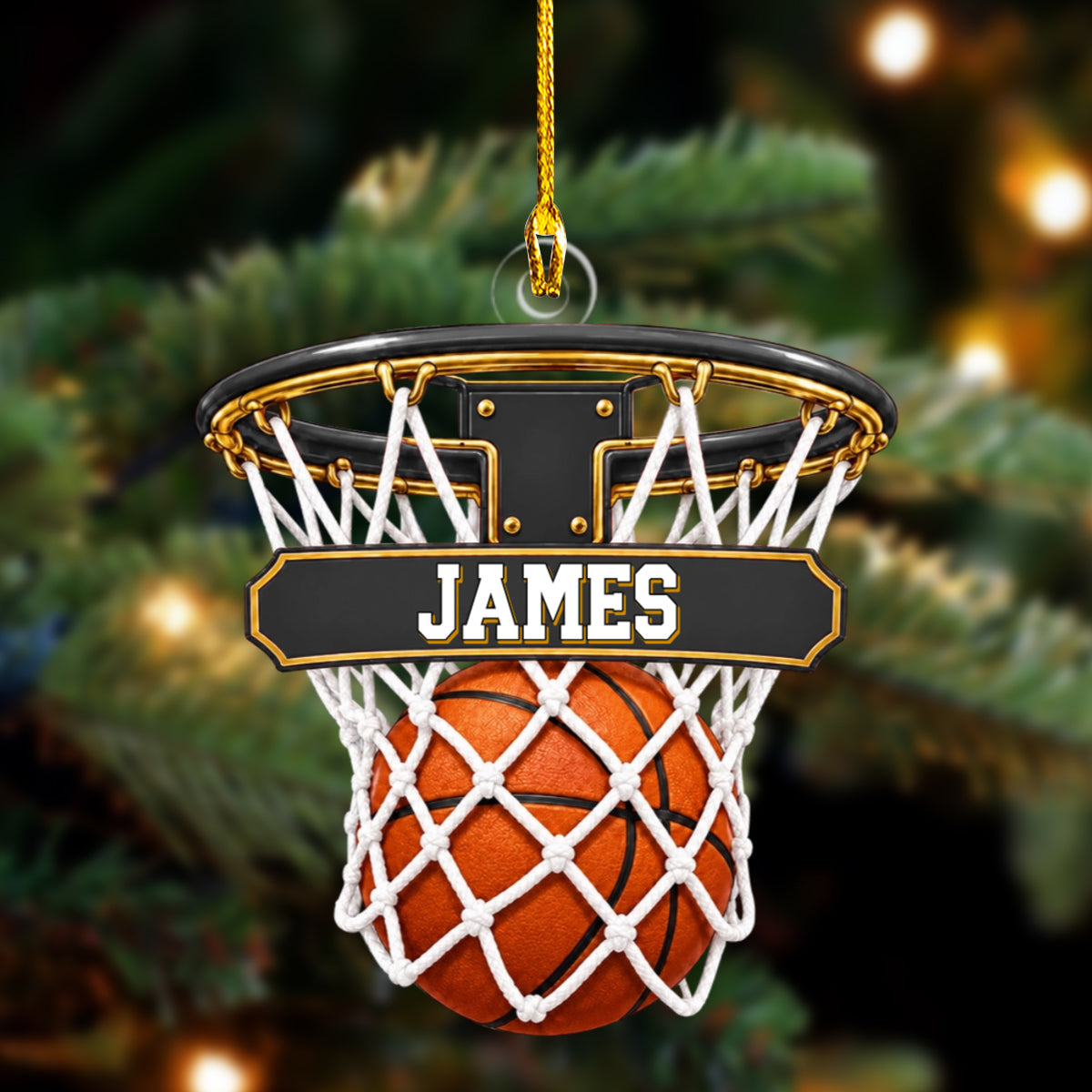 Personalized Basketball Hoop Christmas Ornament – Custom Name & Ball-In-Net Acrylic Keepsake | Gift for Players & Coaches