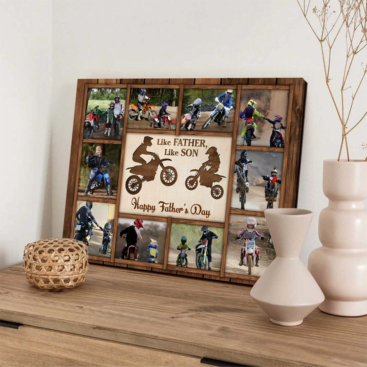 Personalized Father and Son Motocross Canvas/Poster Father’s Day Gift