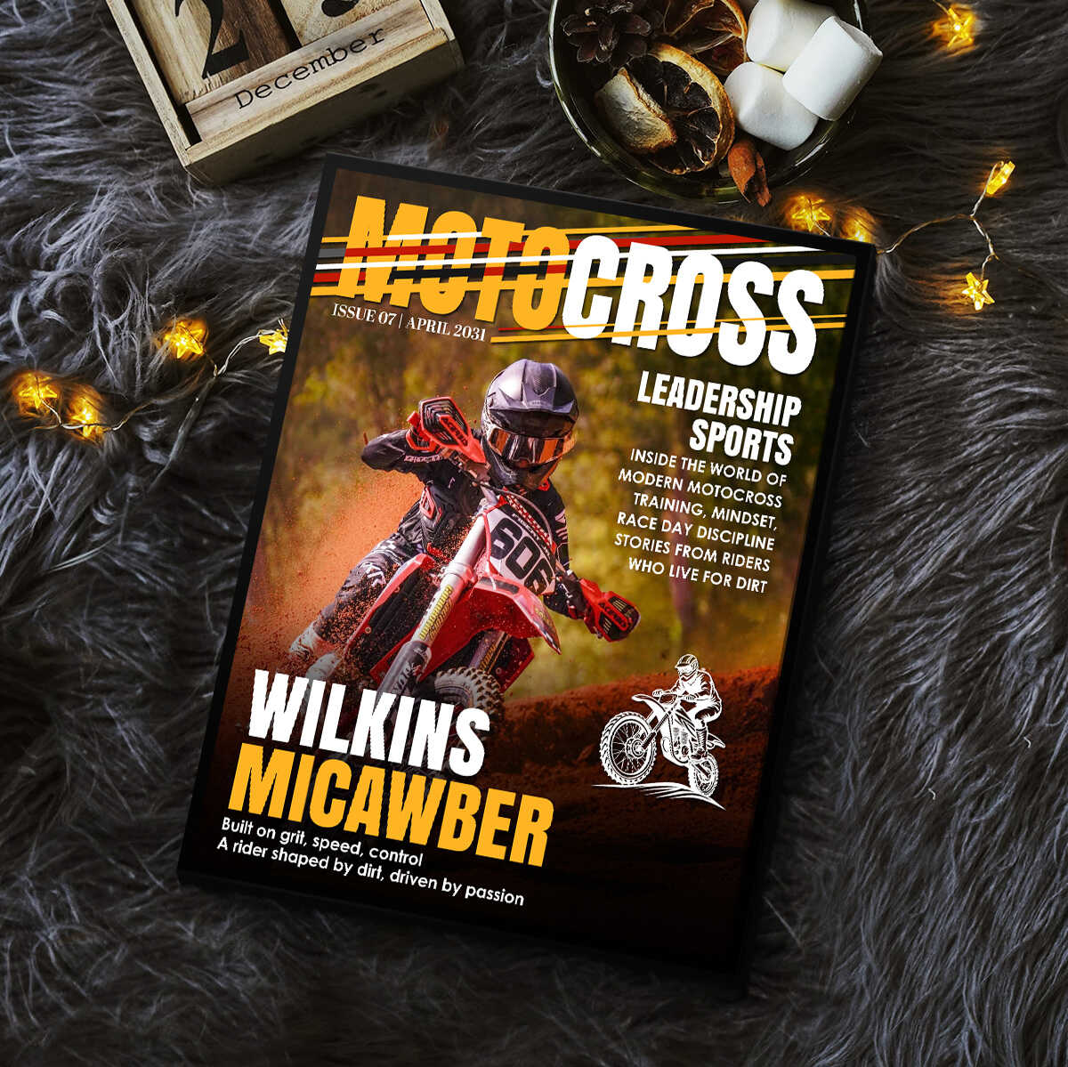 Personalized Motocross Magazine Cover Poster, Gift for Motocross Lovers, Custom Dirt Bike Rider Photo Gift