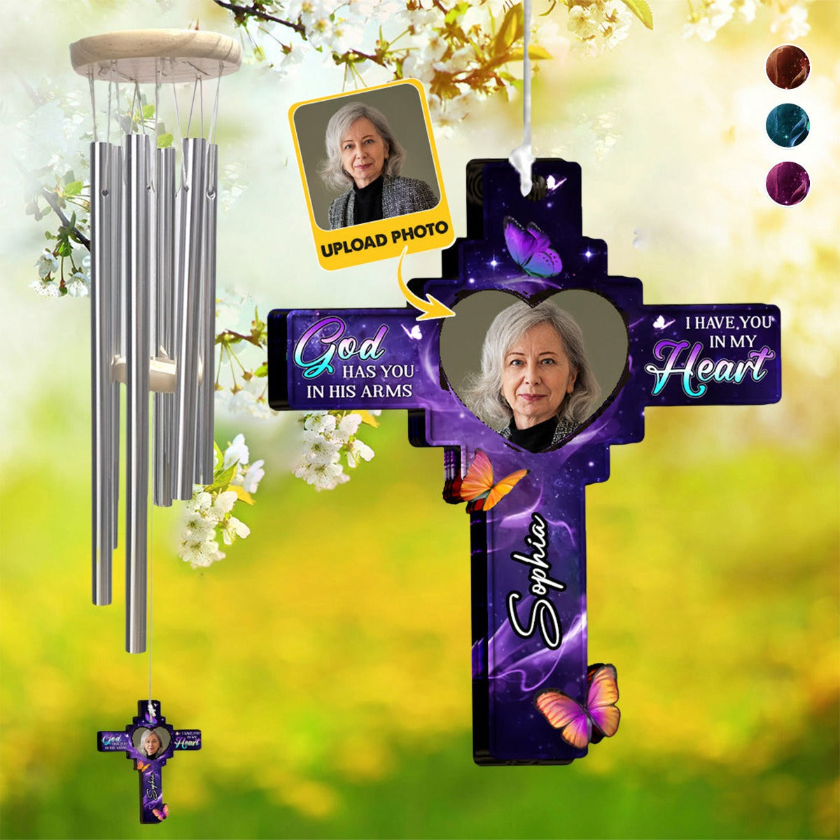 God Has You In His Arm, I Have You In My Heart - Personalized Memorial Wind Chime