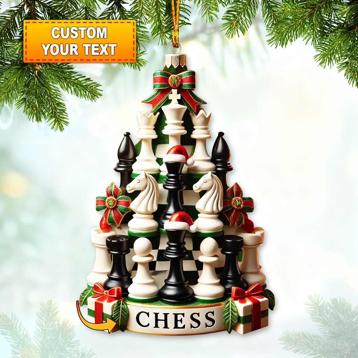 Personalized Chess Tree Christmas Ornament Christmas Gift Decoration
