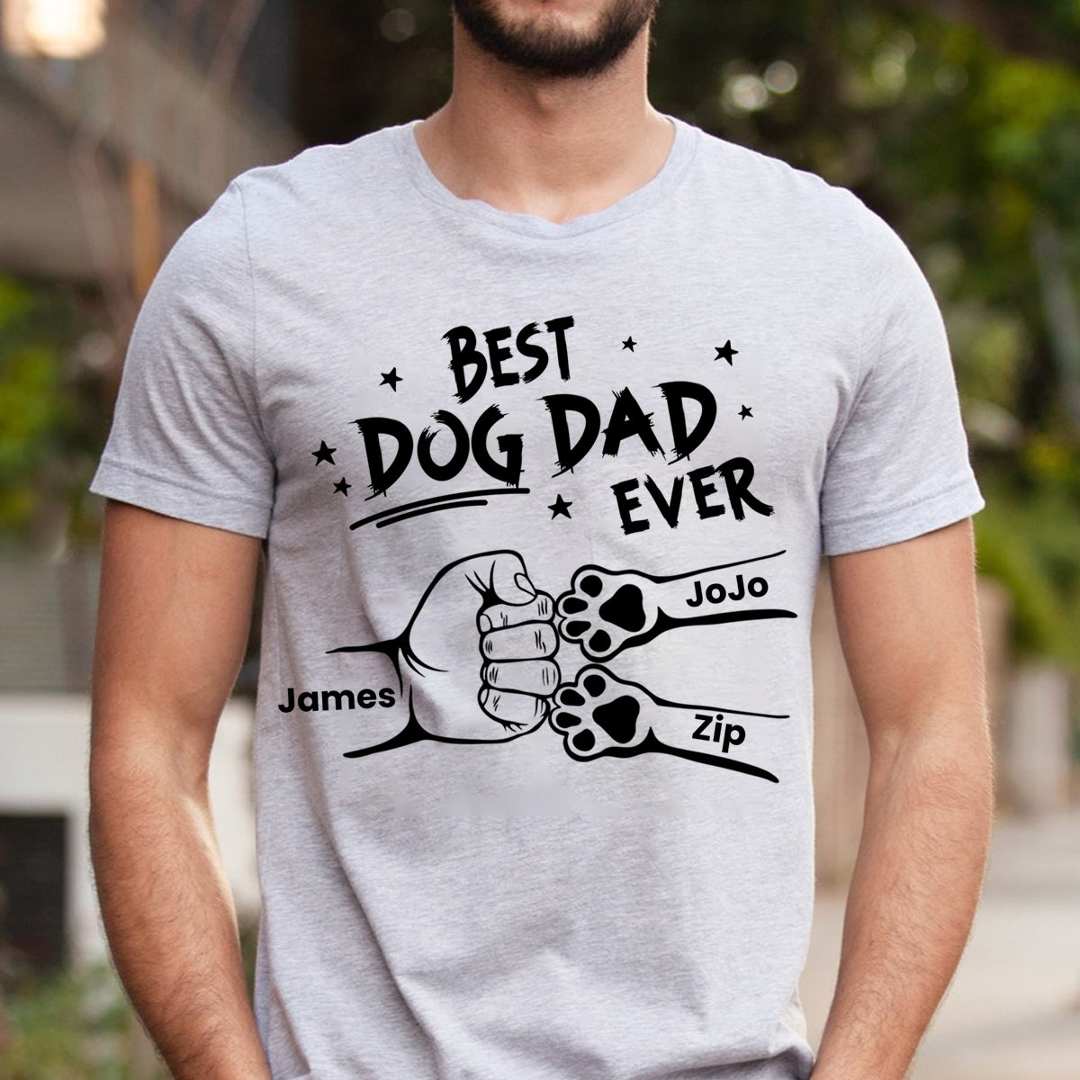 Best Dog Dad Ever Hand Punch -  Personalized Father T-shirt
