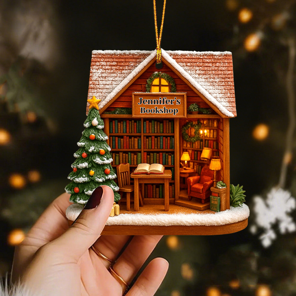 Gift For Book Lovers, Find The Perfect Story In A Charming Bookshop, Personalized Wood Ornament