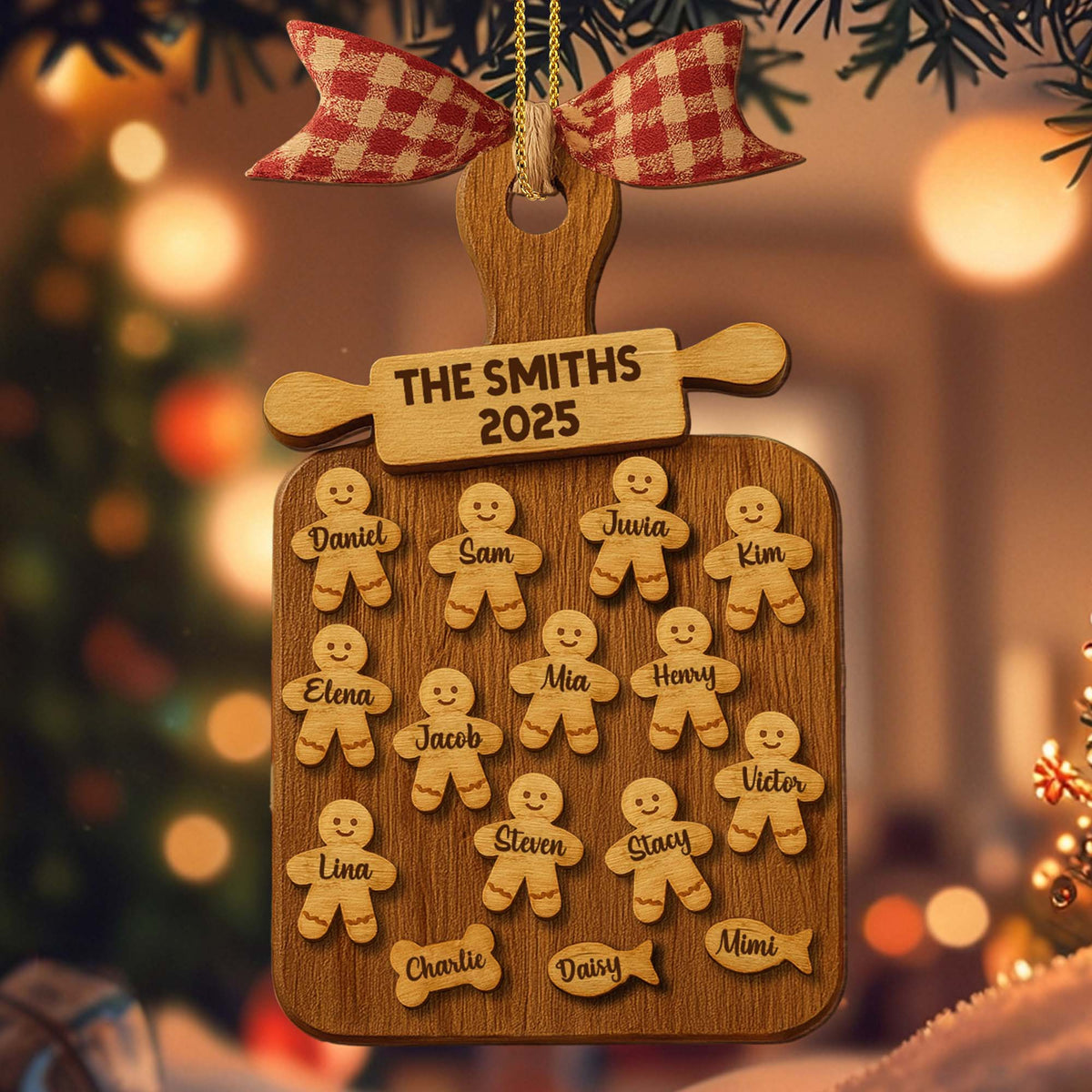Celebrate Your Family With Cookie Figures Ornament, Personalized Custom Wood Ornament
