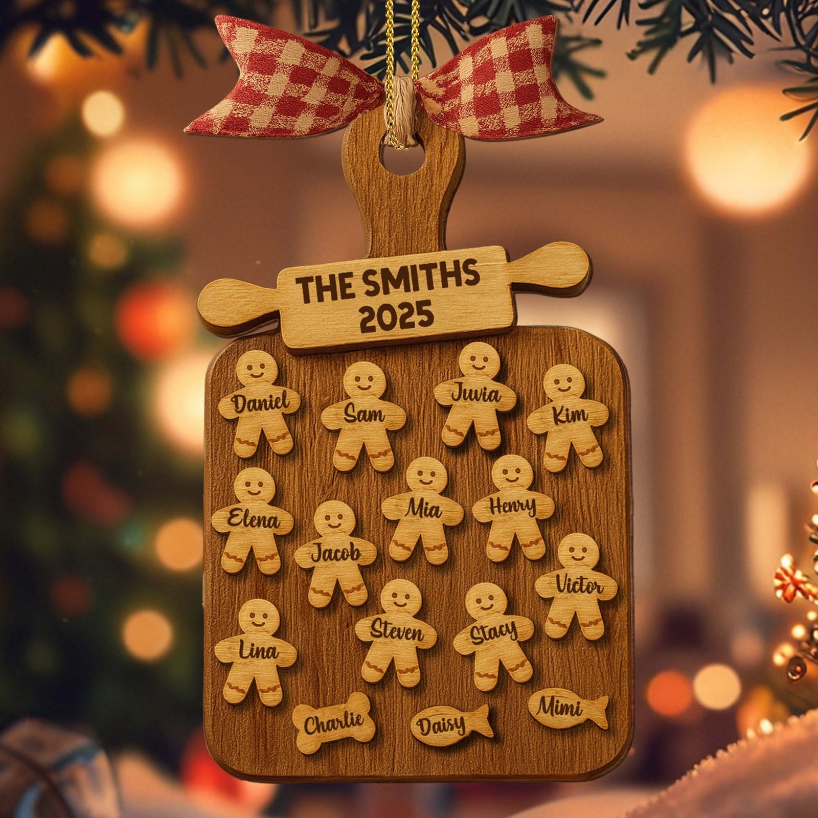 Celebrate Your Family With Cookie Figures Ornament, Personalized Custom Wood Ornament