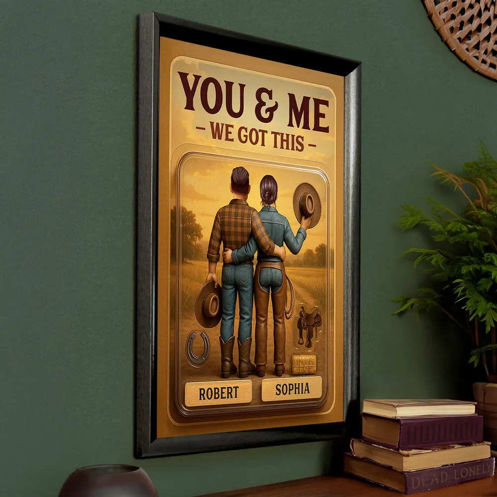 God Blessed The Broken Road - Custom Figure Country Vibe Cowboy & Cowgirl Couple Personalized Poster