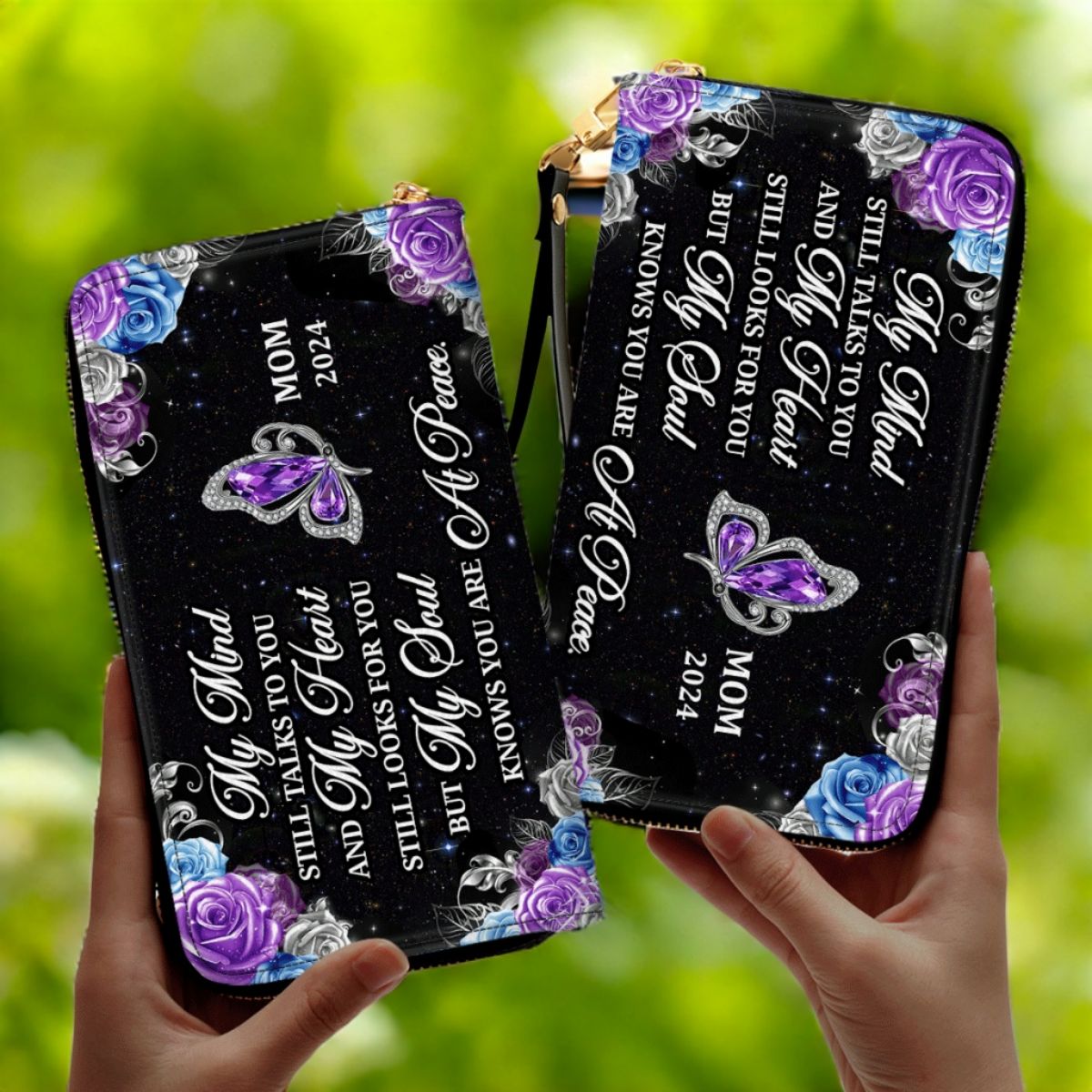 My Mind Still Talks To You - Personalized Leather Clutch Purse