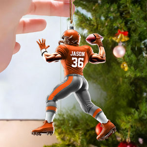 Custom Name and Number Rugby Football Ornament, Christmas Gift for Rugby Football Lover