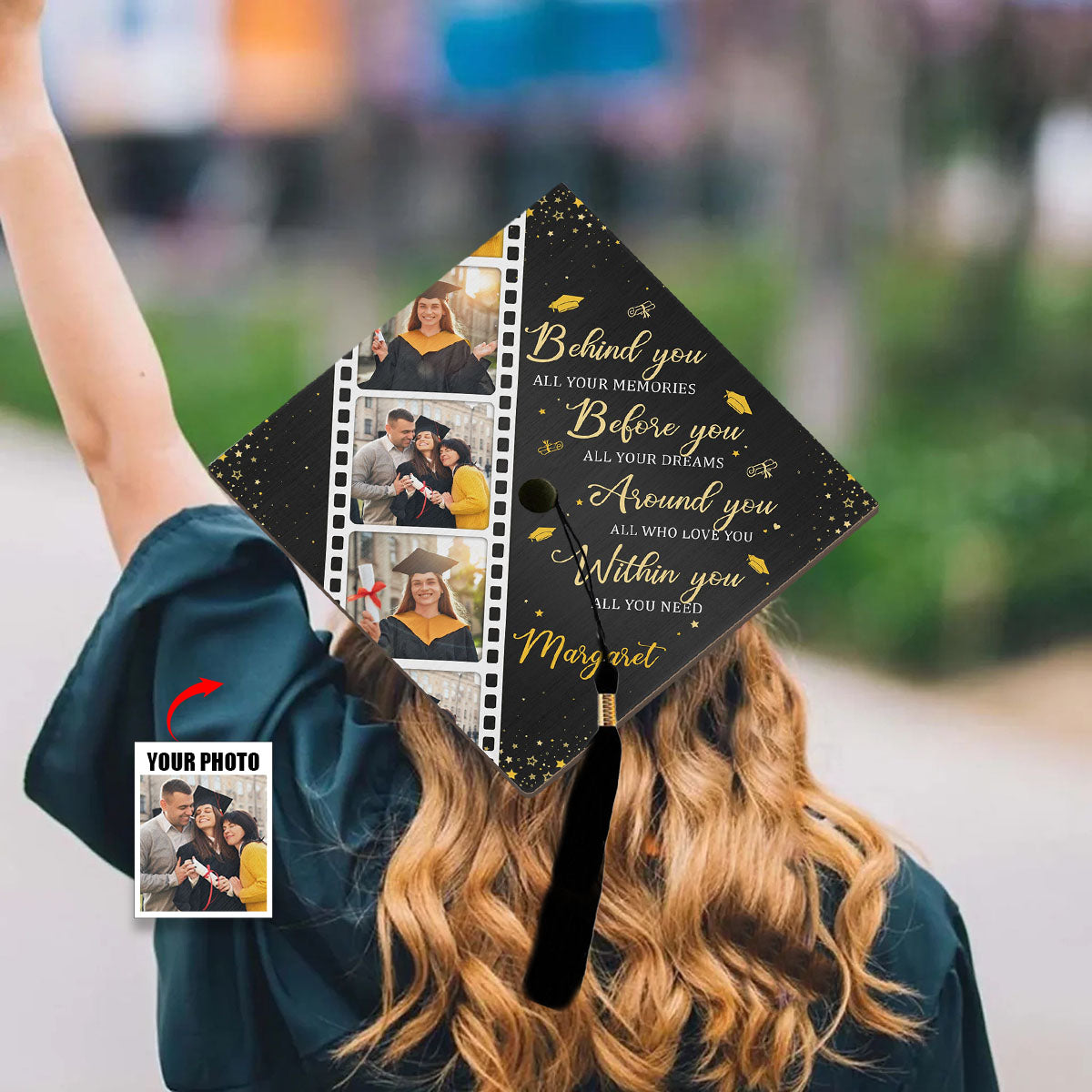 Behind You All Your Memories - Personalized Photo Graduation Cap Topper