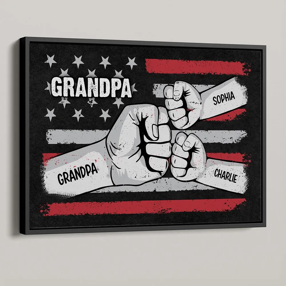 Fist Bump Nation Flag Personalized Poster, Father's Day Gift For Dad Grandpa Husband