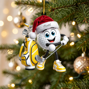 Energetic Swinging Golf Ball Mascot Acrylic Hanging Ornament – Personalized Gift For Golfers