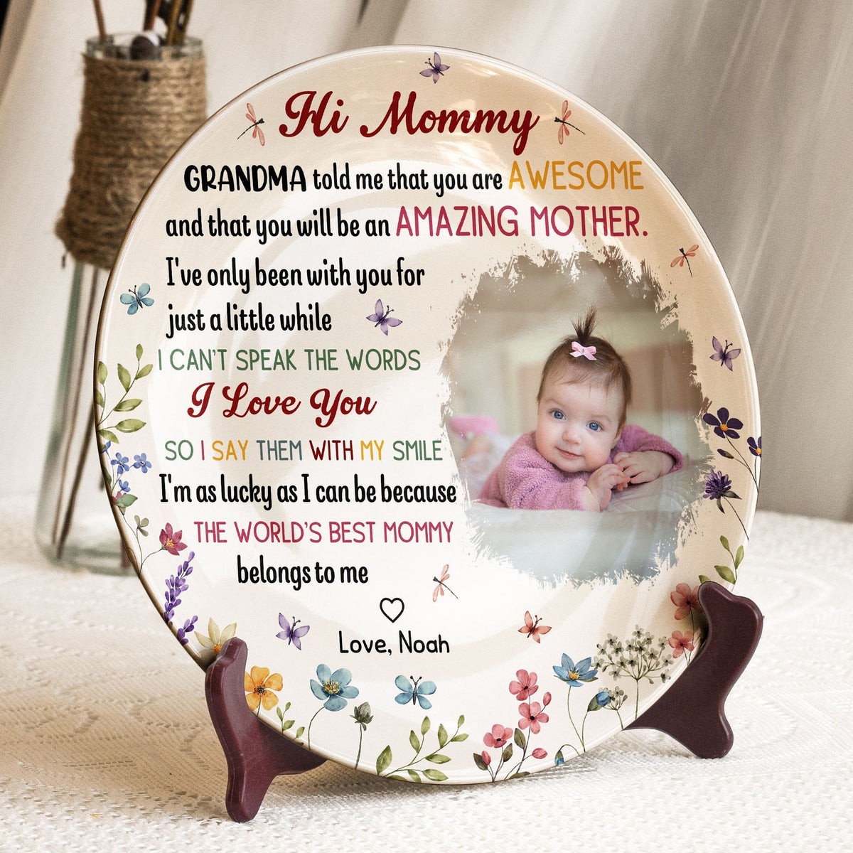 The World's Best Mommy Belongs to Me - Personalized Ceramic Photo Plate Mom Gift