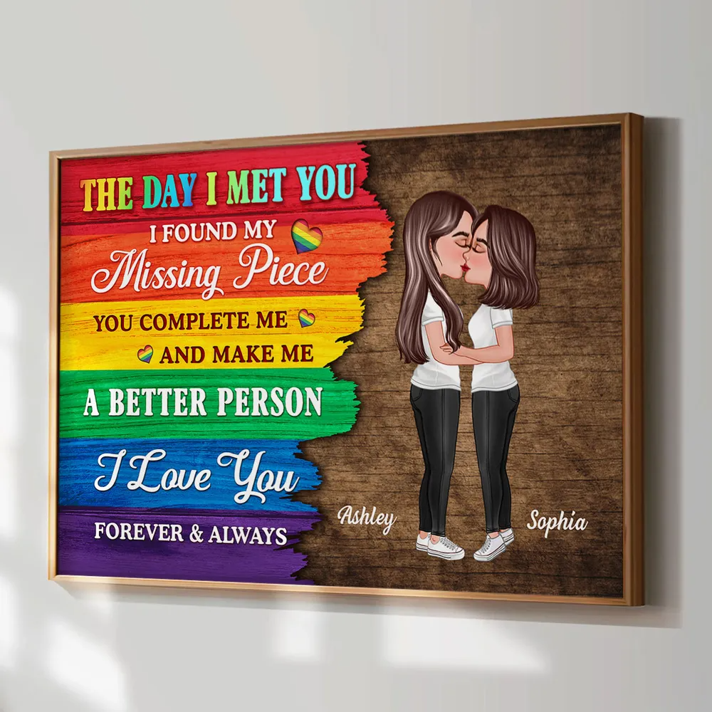 Half LGBT Flag Couple The Day I Met You Pride Month Personalized Poster