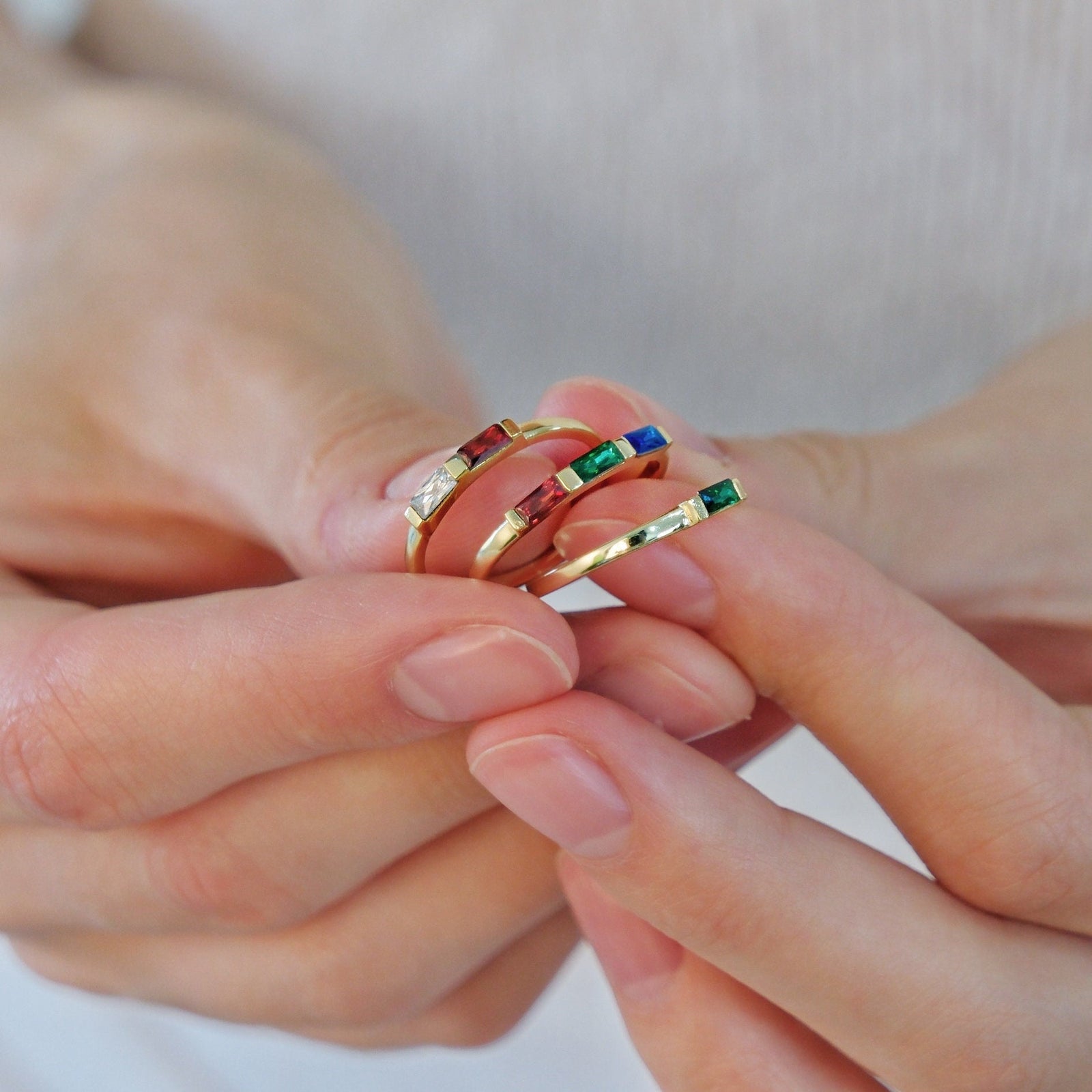 Personalized Family Minimalist Dainty Birthstone Ring Gift for Her, Birthday Gift