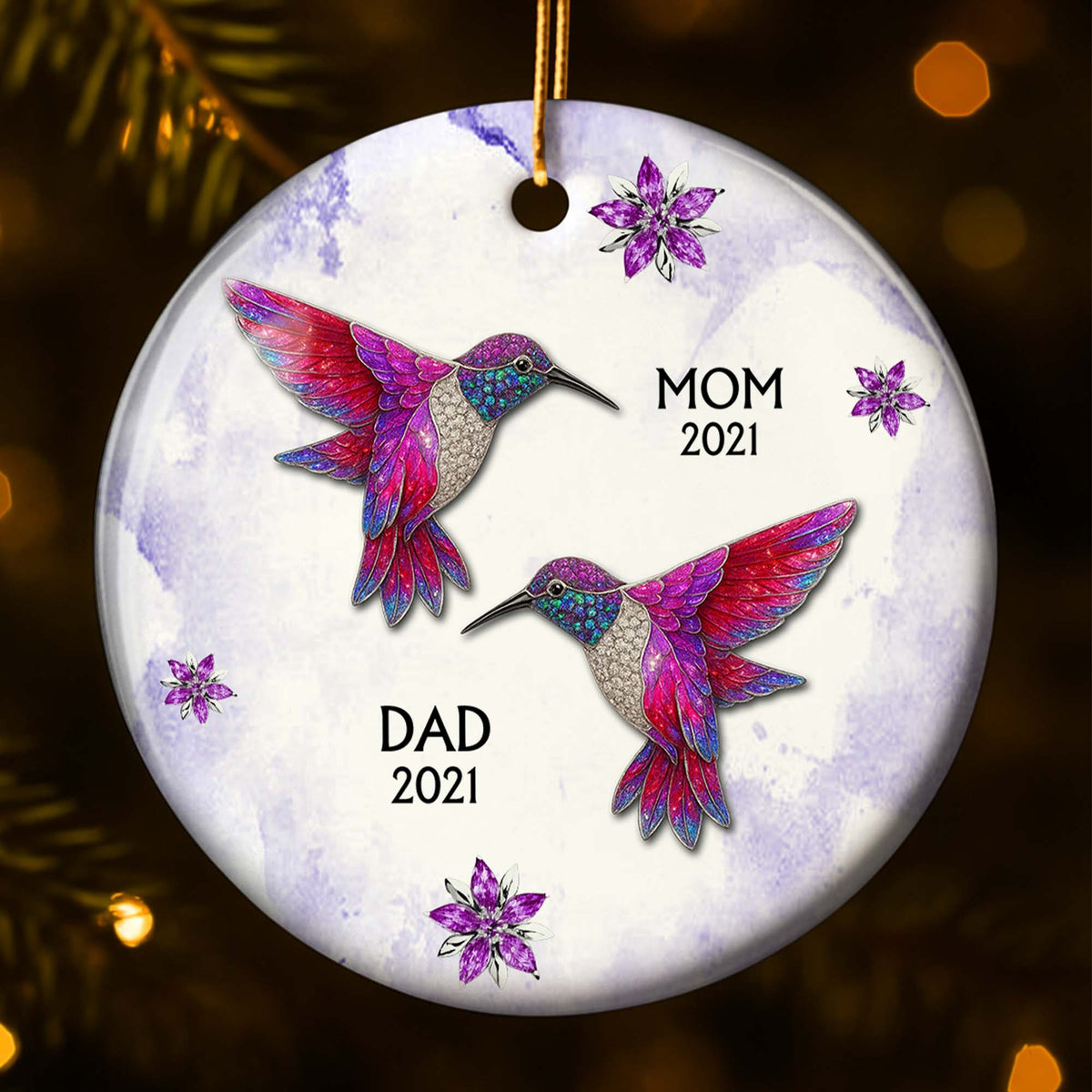 The Love And Memories With Birds And Flowers - Personalized Ceramic Ornament Gift For Family Members