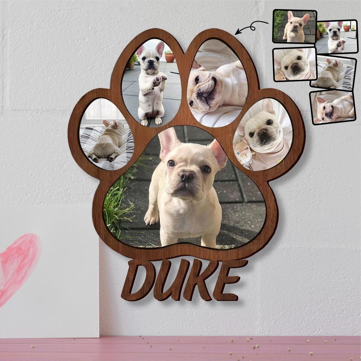 Custom Name Photo Personalized Paw Shape Picture Frame Gift For Dog Lover