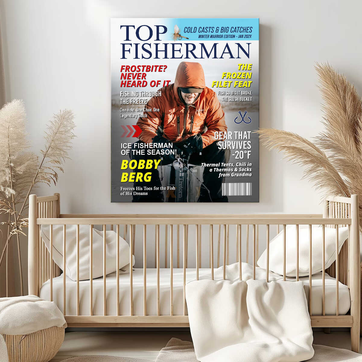 Personalized Ice Fishing Magazine Cover  Fishing Gifts for Men, Fishing Gifts for Him, Fishing Lover Gift
