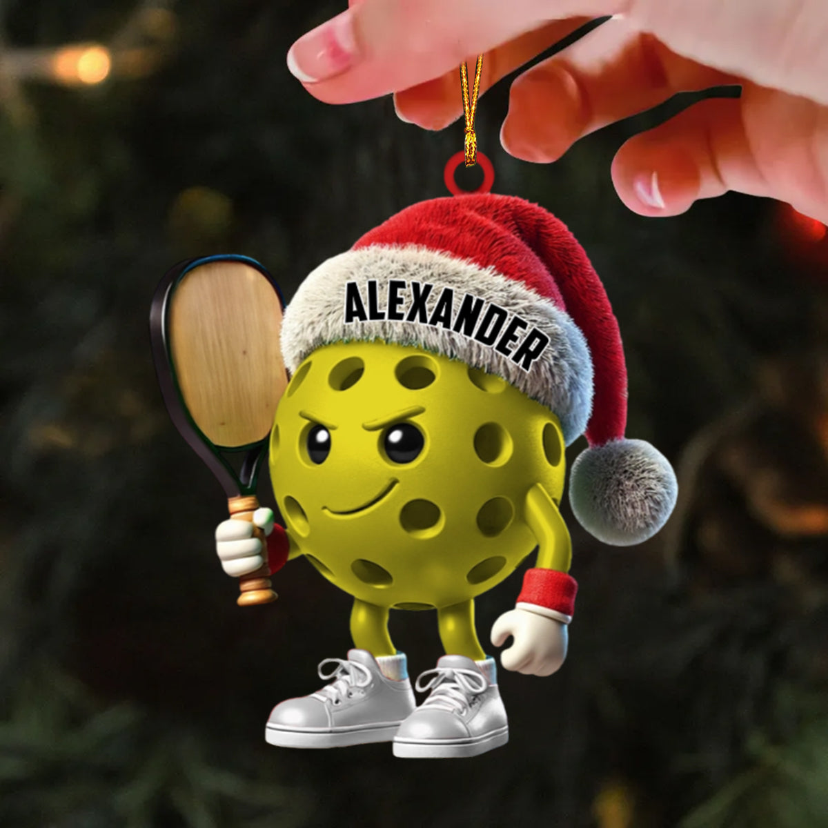 Custom Name Pickle Ball Ornament, Christmas Gift Decoration