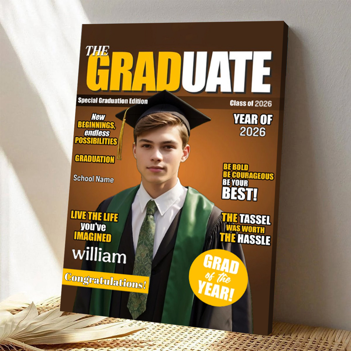 Personalized Class Of 2026 Magazine Custom Photo & Name Poster Canva
