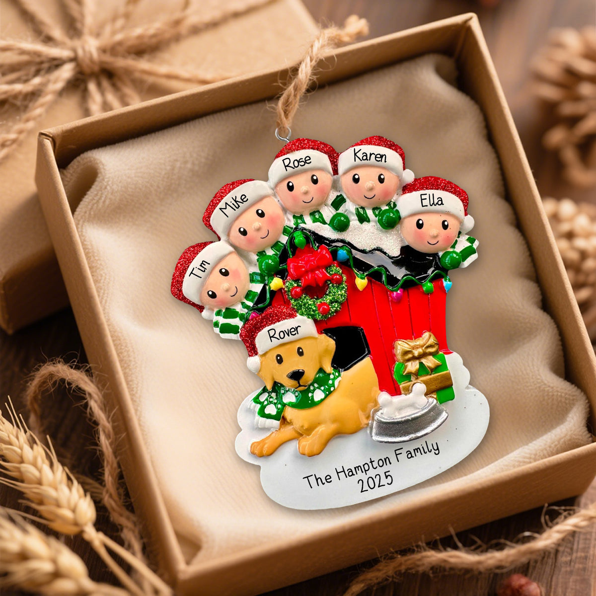 Personalized Dog Kennel Family Christmas Family Ornament
