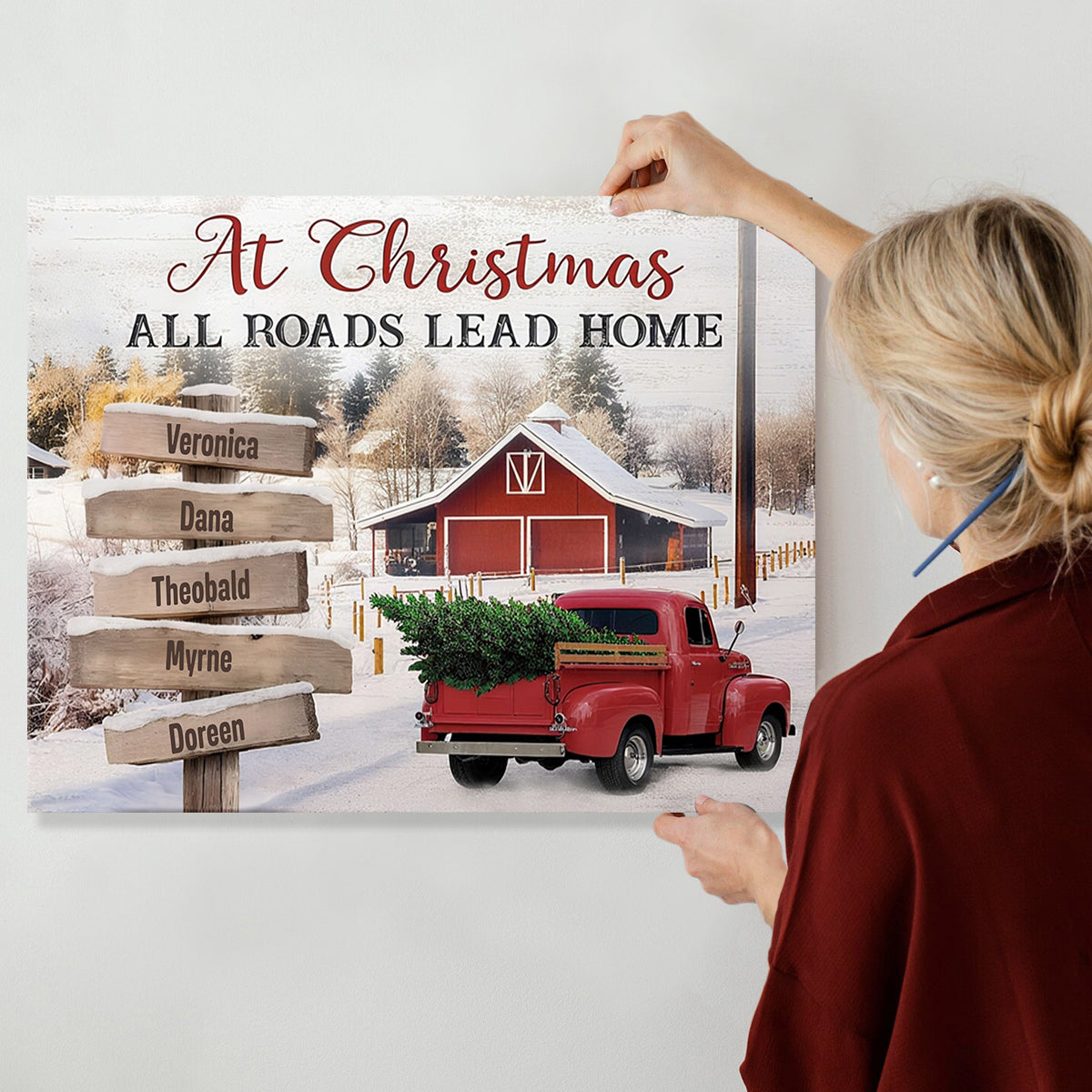 At Christmas All Roads Lead Home - Personalized Canvas/Poster Family Christmas Gifts