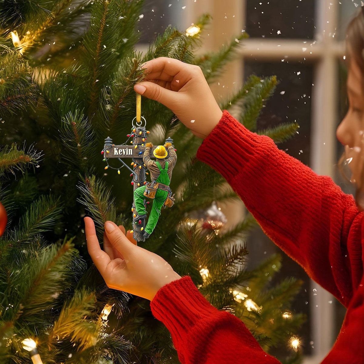 Lineman Outfit - Keeping the Lights On Personalized Christmas Ornament