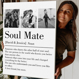 Soul Mate - Personalized Custom Couple Photo and Name Canvas Poster Valentine's Gift for Him, Her