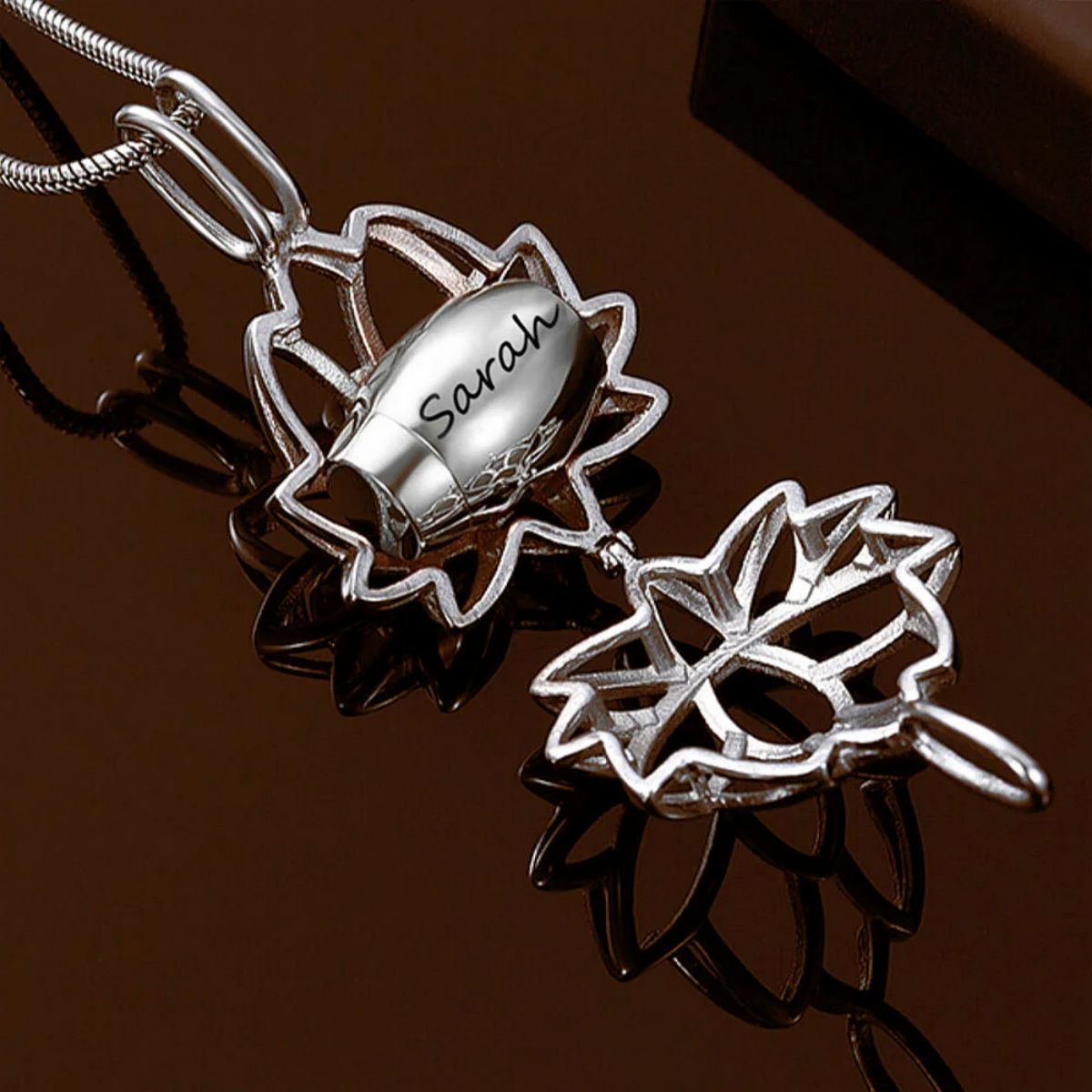 Personalized Lotus Flower with Mini Keepsake Urn Ashes Cremation Necklace Memorial Sympathy Gift for Loss of Loved One