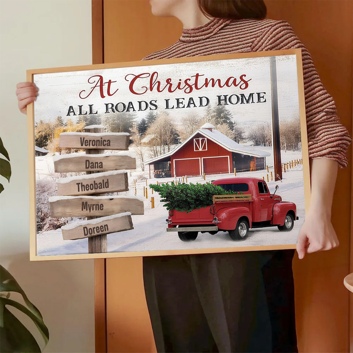 At Christmas All Roads Lead Home - Personalized Canvas/Poster Family Christmas Gifts