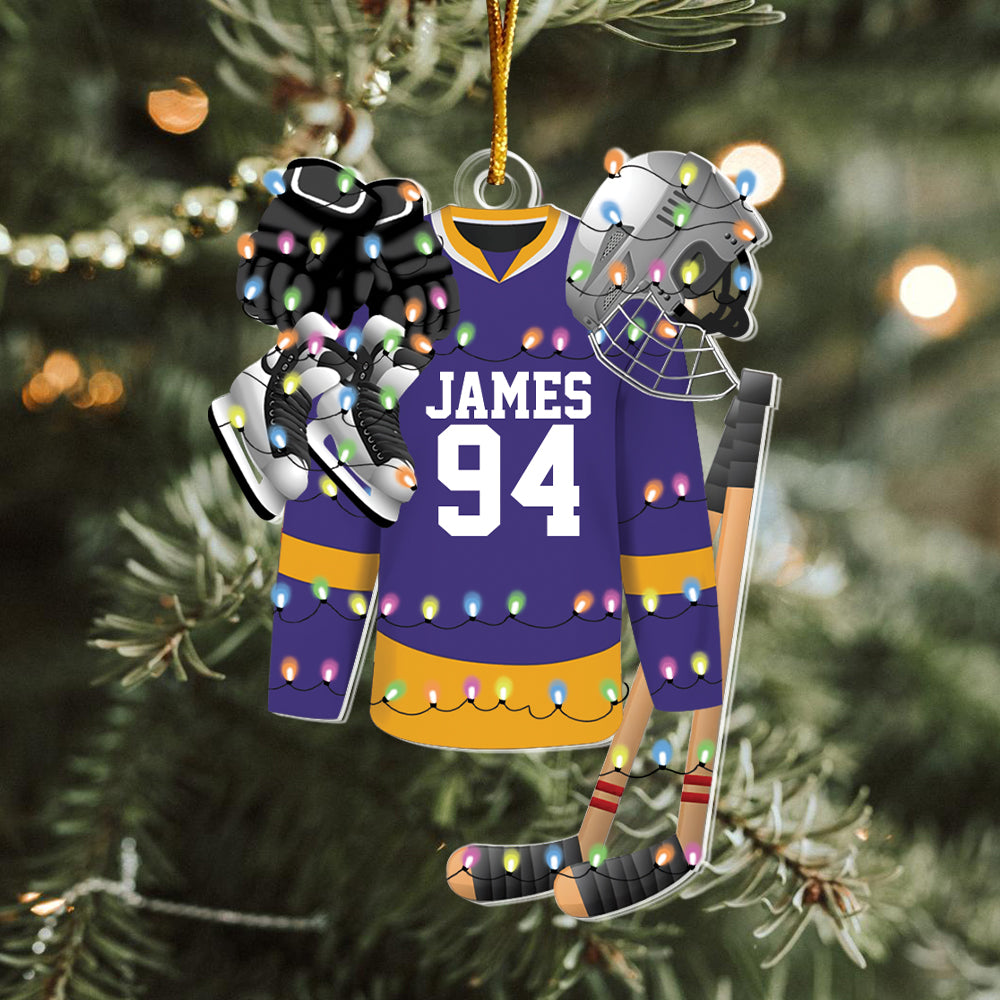 Hockey Apparel and Equipment Personalized Christmas Acrylic Ornament
