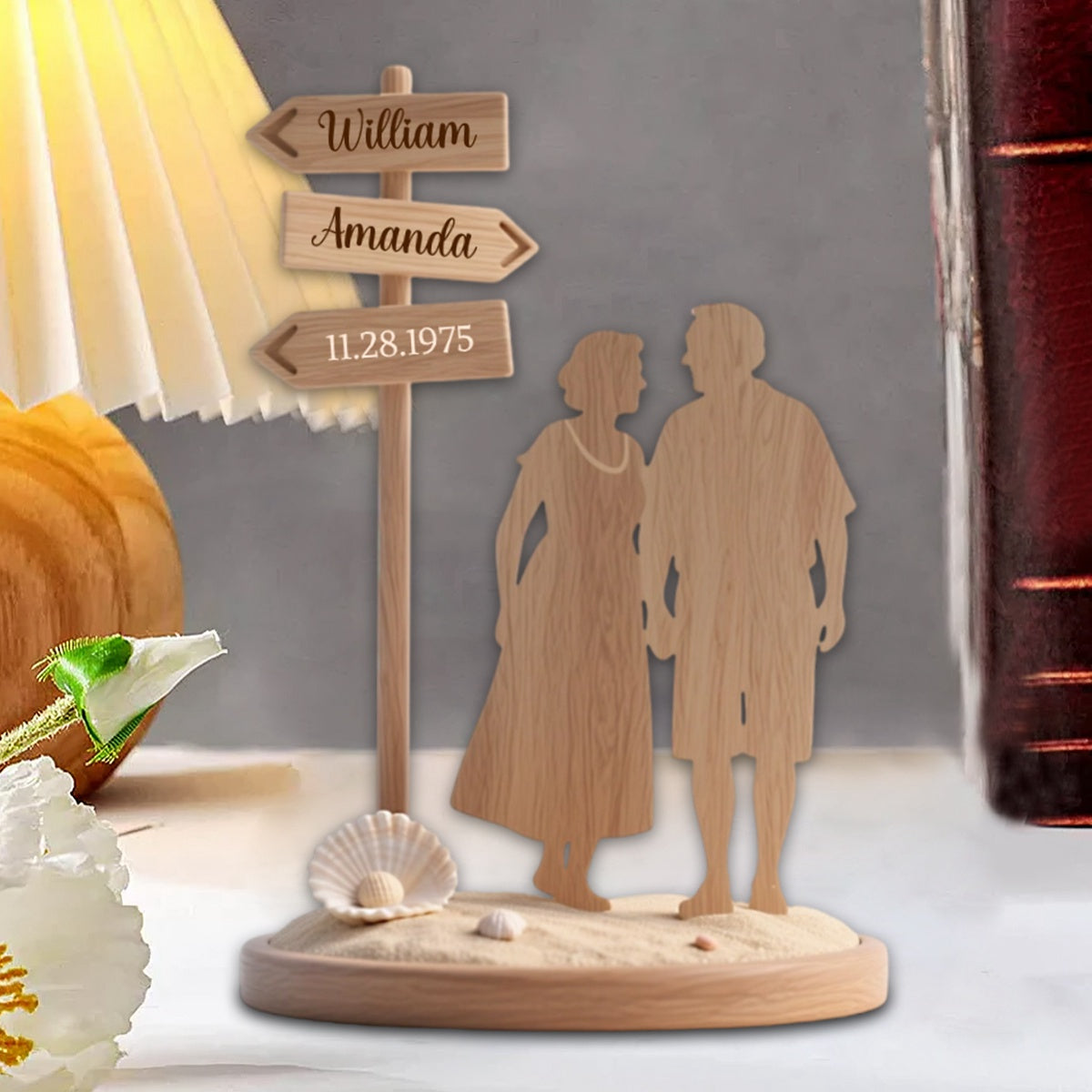 Personalized Couple Beach Sign Summer Vacation Custom Shaped Acrylic Plaque