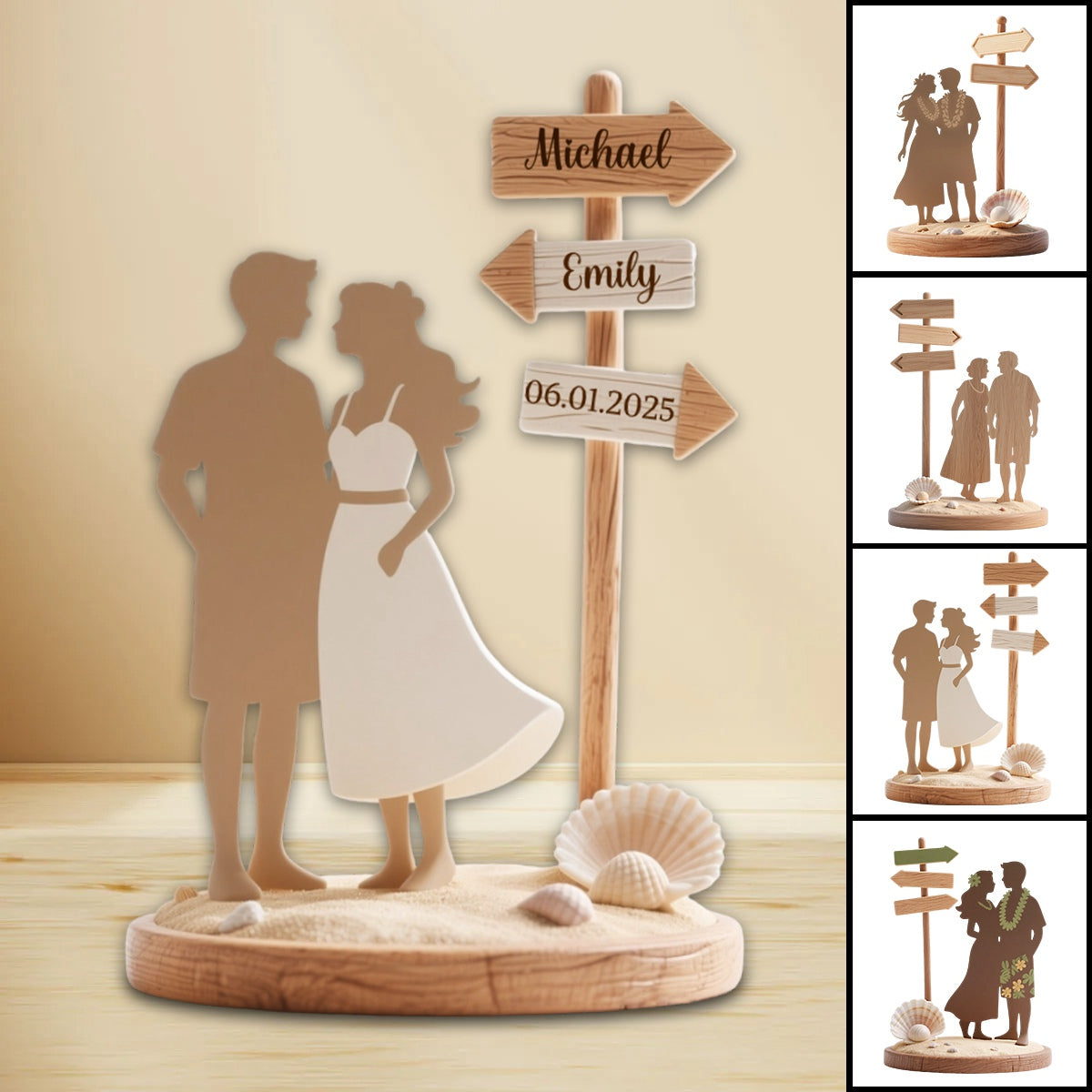 Personalized Couple Beach Sign Summer Vacation Custom Shaped Acrylic Plaque