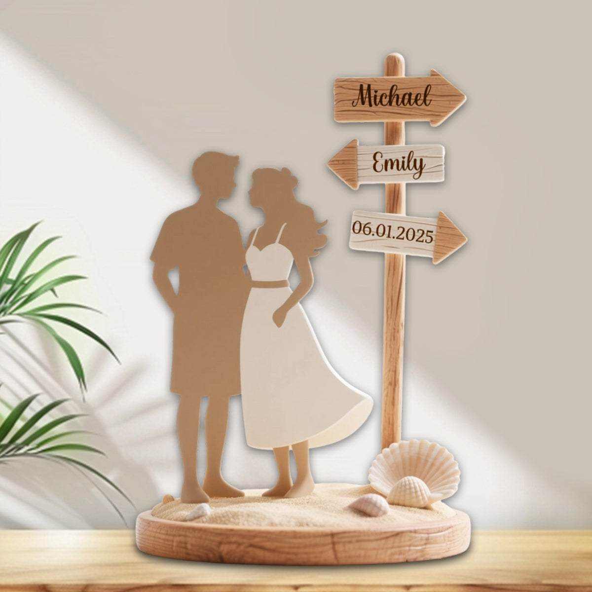 Personalized Couple Beach Sign Summer Vacation Custom Shaped Acrylic Plaque