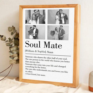 Soul Mate - Personalized Custom Couple Photo and Name Canvas Poster Valentine's Gift for Him, Her