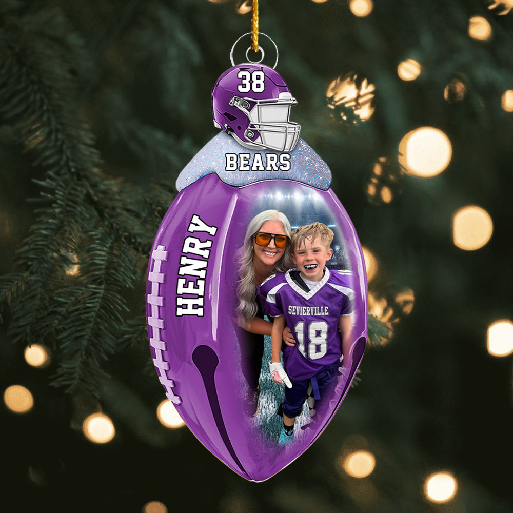 Football Bell Christmas Ornaments - Personalized Custom Photo Football Acrylic Ornaments