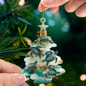 Merry Christmas - Personalized Sea Glass Family Ornament