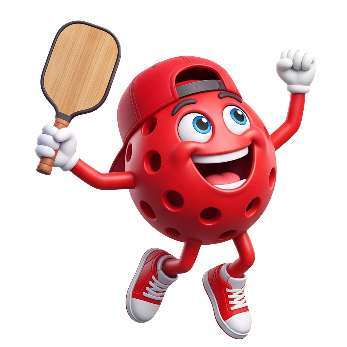Cheering Jumping Personalized Cute Pickleball Ball Mascot Keychain