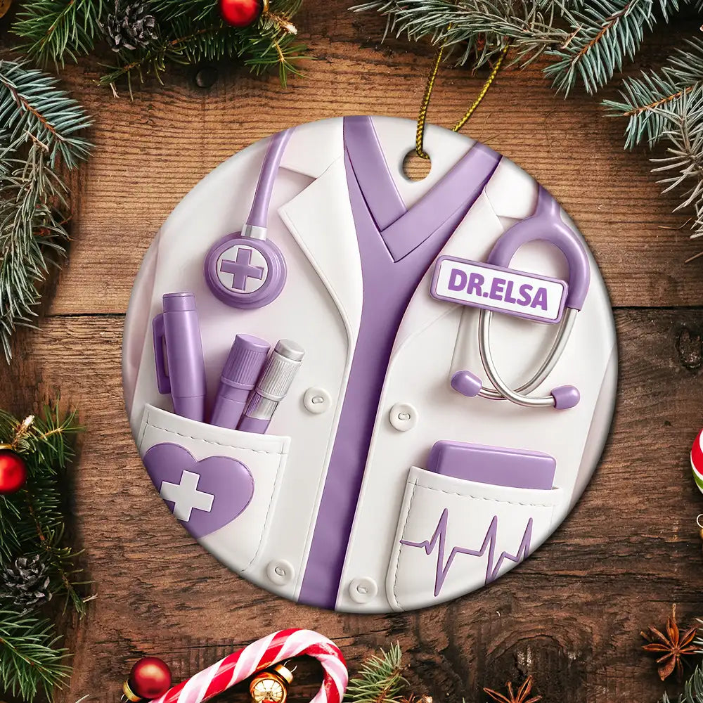 Celebrate A Special Medical Professional - Personalized Circle Ceramic Ornament