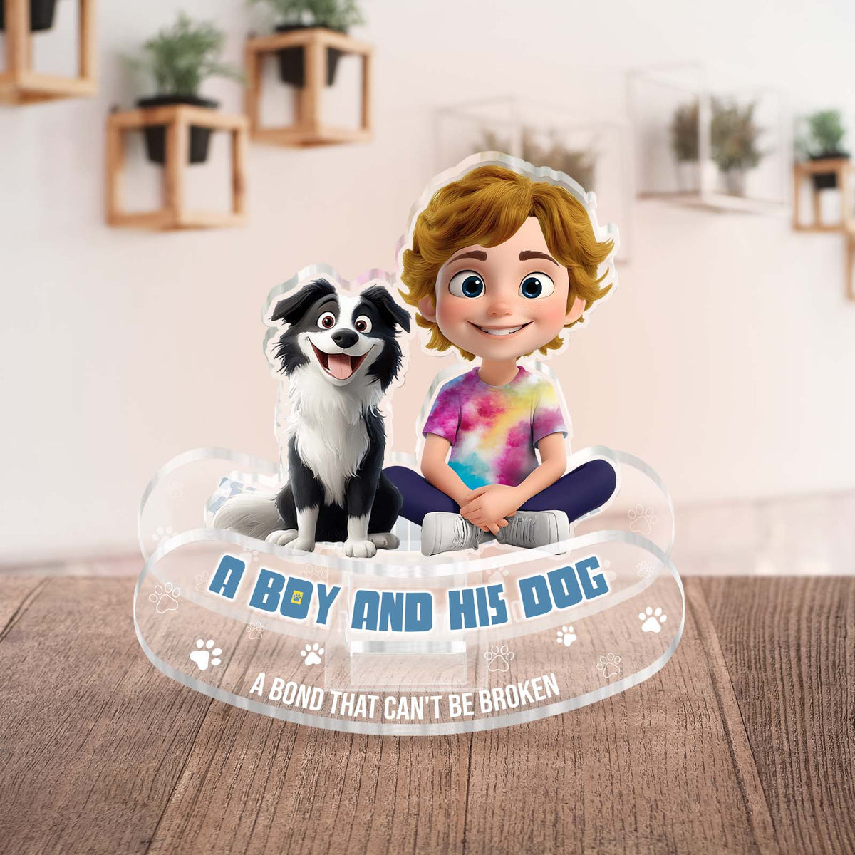 Pet Lovers - A Boy Girl And Pet A Bond That Can's Be Broken - Personalized Shaking Head Standee
